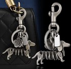 Dachshund Skeleton Dog Bag Charm Keychain Antique Silver   Velvet Dust Bag