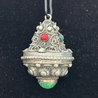 Vtg Filigree Silver Metal Pendant Prayer Amulet Tibet Nepal China India Thailand