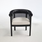 1 Pc Barrel Dining Chair Linen Upholstered Accent Chair With Arms   Rattan Back