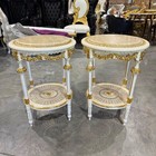 White Side Table Marble Topped French Style Antique Gold Leaf Details Furniture