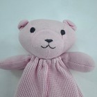 Starting Out Lovey Security Blanket Baby Pink Waffle Knit Satin Trim Bear