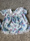 Vintage Allison Ann Girls Up To 3 Mos 2pc Floral Dress   Bloomers Set Lace Bow