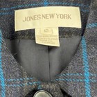 Jones New York Women s Plaid Blazer Jacket Size 12 Wool Blue Gray