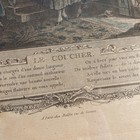 Vintage French Wall Art Le Coucher Framed Print Hand Colored Engraving 14x18