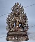 Fine Cast Brass White Tara Statue Tibetan Buddhist Deity Patinated 9 84  