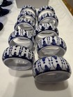 Blue   White Chinoiserie Napkin Rings Set Of 10 Footed Floral