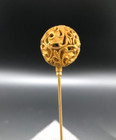 Antique Hatpin Brass Art Nouveau Filigree Ball 9 7 8 Inches