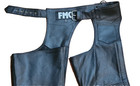 Fmc Chaps Mens Xxs Black Leather Motorcycle Buckle In Back Snap Zip Road Trip
