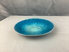 1960s Vintage Signed Marion Lang Enamel Copper Plate Mcm Blue Green Atomic Dish
