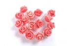 10mm Pink Shell Rose Flower  Fluted Giant Beads  12 Pcs 