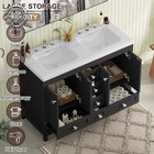 Bathroom Vanity Freestanding Double Basin Ceramic Sink Vanity Cabinet Drawers
