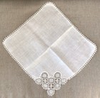 Vtg Linen And Cotton Hankies Handkerchiefs W tatting Tatted Edges  Lot Of 5
