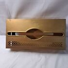 Mcm Old Vintage Brass Tone Filigree Metal Vanity Tissue Box Cover Holder Bath 