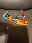 5 Vtg Barclay Manoil Lead Figures Skier Sled Bench Winter Xmas