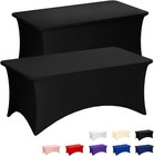 2 Pack 8ft Black Tablecloth Rectangle Spandex Fitted Table Cover