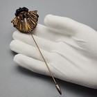 Antique Brass Filigree Hat Pin Mourning Ornate Victorian Art Nouveau Black Beads