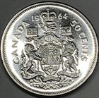 1964 50c Canada Proof Like Silver Half Dollar  An Au Beauty     Free Shipping   