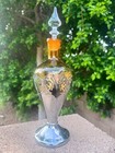 Vintage Art Deco Farber Bros  Decanter Krome Kraft Chrome Amber Cambridge Glass
