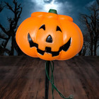 Vintage Lot 10 90 s Halloween Blow Mold Pumpkin String Lights On Stakes Outdoor