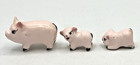 Vtg Mother Pig And Two Happy Piglets Pink Ceramic Miniature Figurines Japan Mini