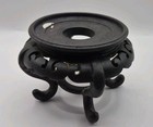 Vintage Chinese Hand Carved Wood Black Vase plant Stand Approx 3  Interior A4