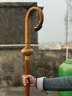 Vintage Style Wooden Walking Stick Carved Dragon - Knope Handle Collectible Cane