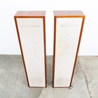 Mid Century Modern Speakers Tall Thin Walnut Wood Oiled Mcm Vintage Custom White