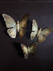 Vintage Set Of Three Gold Brass Butterflies Butterfly Wall Decor Cottage Fairy