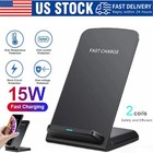 Wireless Fast Charger Charging Stand Dock For Samsung Galaxy Iphone Mobile