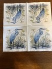  2  Two Decoupage Paper Cocktails Napkins - Blue Heron On Grass Coastal 10   x10   