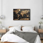 Large Canvas Wall Art World Map For Office Wall Decorations Black And Gold Ma   
