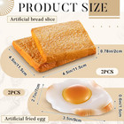4 Pcs Fake Food Props Realistic Faux Toast Bread And Fried Eggs Artificial Simul