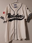Vintage 90s Starter Raiders Baseball Jersey Shirt Size Large White Nfl Very Rare