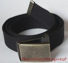 New Brass Flip Top Adjustable Black Canvas Military Golf Web Uniform Belt Buckle