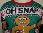 Men s Ugly Christmas Sweater Gingerbread Oh Snap Long Sleeve Pullover Size Large