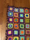 Vtg Granny Square Crochet Afghan Sofa Throw Blanket 60x42    Grannycore Roseanne