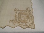 Vintage C1910 Appenzell Silk Embroidered Off White Organdy Handkerchief Madeira