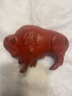 Vintage Cast Iron Buffalo Bison Coin Still Bank Original Red Paint