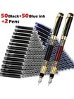 2pc Vintage Fountain Pen Set Fine Nib  100 Ink Cartridges Business Gift