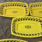 Vintage Retro Plastic Yellow Kitchen Snack Baskets trays Set Of 9 Read