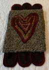 Small Primitive Hooked Rug  Penny Rug  Hand Made  Heart  Burgundy  Multi