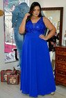 Royal Blue Plus Size Mother Of The Bride Dresses V Neck Wedding Evening Gown