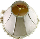 Tapestry Floral Fabric With Tassels 17 X 11 Inches Bell Shape Lamp Shade Cream