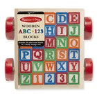 Melissa   Doug Classic Abc 123 Alphabet Wooden Block Cart 30 Wood Blocks 428607