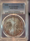 2000 P Proof  1 American Silver Eagle Dollar Pcgs Graded Ms67 On 03 2026 Toned