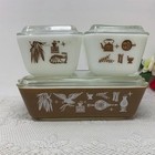 Vintage Pyrex Americana Fridge Set 8 Pieces Euc Brown White Refrigerator