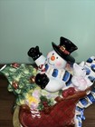 Ambiance Collectibles Christmas Dreams Nanette Vacher Teapot Snowman Sled Cat