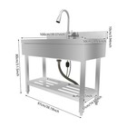 Commercial Sink Stainless Steel Utility Sink Single Bowl Kitchen Sink W  Faucet