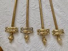 Set Of 4 Antique Brass Curtain Rod Poles With Built In Brackets Vintage 31   