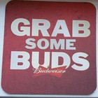 Budweiser Grab Some Buds King Of Beers Souvenir New Beer Coaster Cardboard Paper
